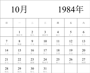 1984年日历